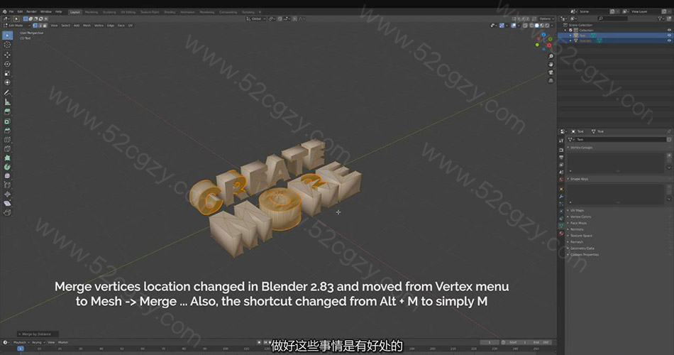 【中英字幕】Blender教程-在Blender中创建3D字体建模渲染视频教程 3D 第7张