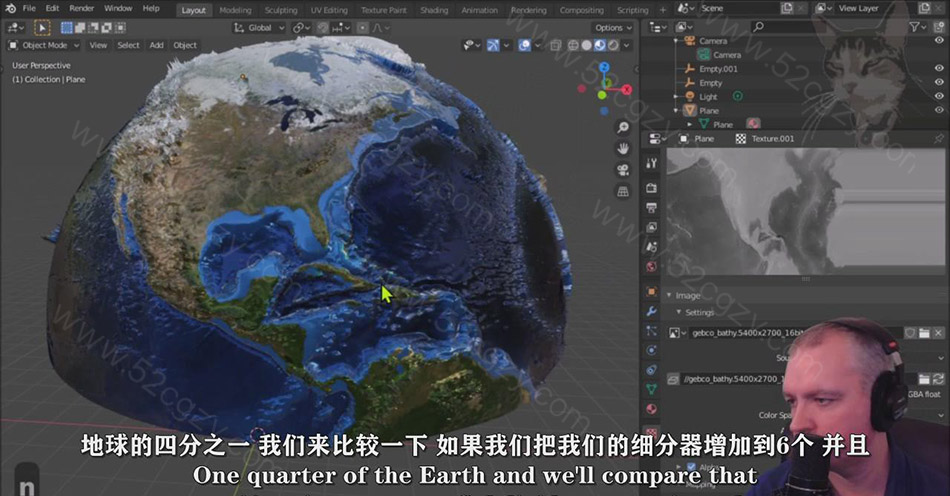 【中英字幕】Blender教程-Blender中创建一个地球的3D地形模型建模教程 3D 第4张
