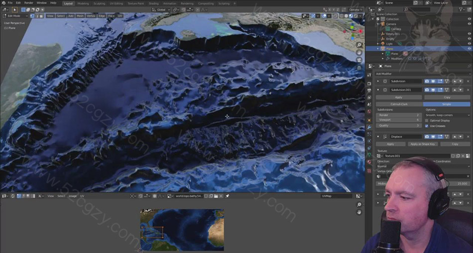【中英字幕】Blender教程-Blender中创建一个地球的3D地形模型建模教程 3D 第5张