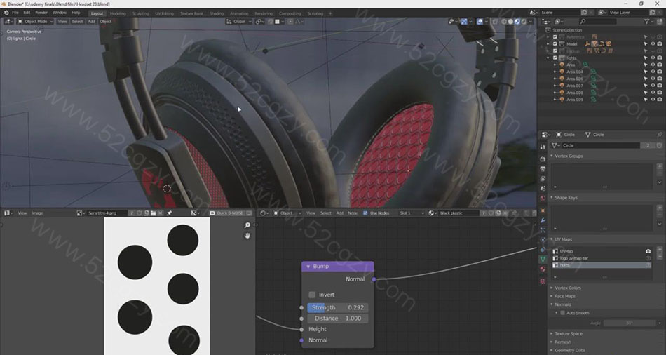 【中英字幕】Blender教程-逼真耳机模型产品实例制作视频教程 3D 第8张