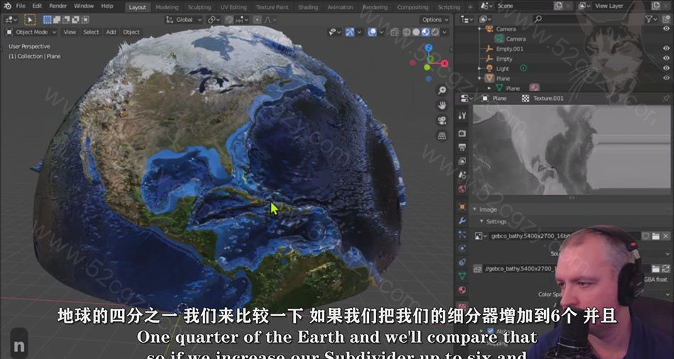 【中英字幕】Blender教程-Blender中创建一个地球的3D地形模型建模教程 3D 第4张