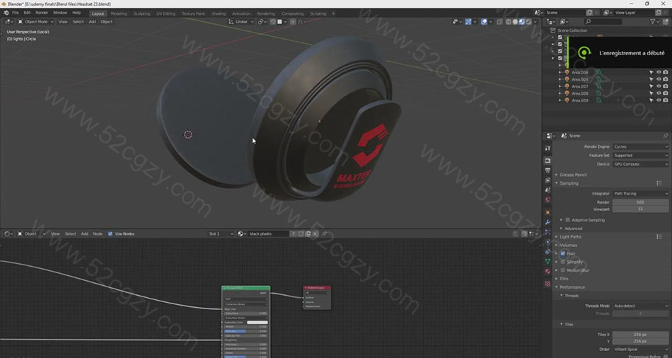 【中英字幕】Blender教程-逼真耳机模型产品实例制作视频教程 3D 第7张