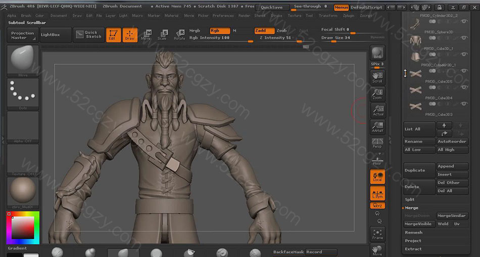 【中英字幕】Zbrush影视教程游戏角色雕刻渲染制作视频教程 3D 第7张
