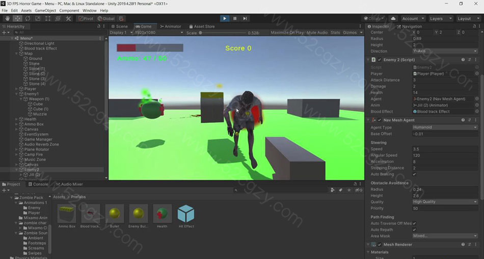 【中英字幕】Unity恐怖僵尸FPS生存游戏制作流程视频教程 3D 第4张