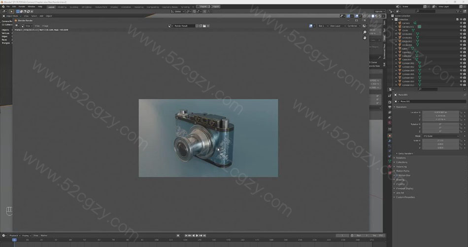 【中文字幕】Blender 3D和Substance Painter复古相机建模渲染视频教程教程 3D 第6张