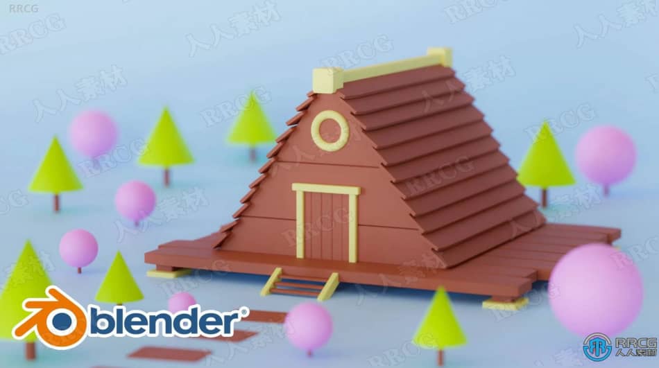 【中文字幕】Blender卡通木质小屋实例制作训练视频教程 3D 第2张