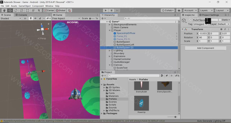 【中文字幕】Unity太空射击游戏完整项目实例视频教程 3D 第4张