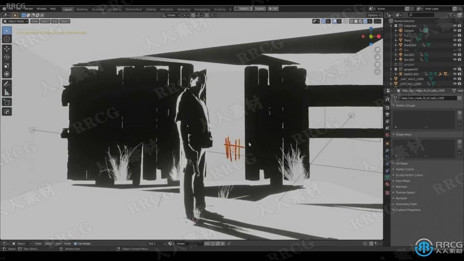 Blender黑白风格画面影视级场景实例制作视频教程 3D 第11张