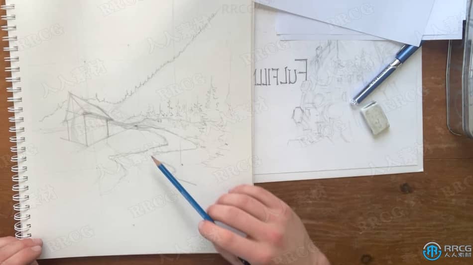 初学者传统绘画素描草图透视绘制技巧过程视频教程 CG 第3张