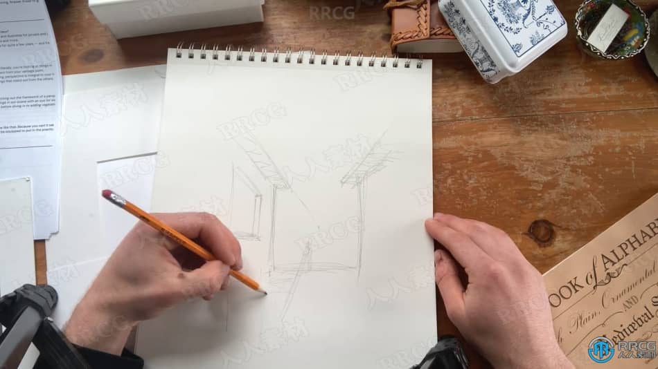 初学者传统绘画素描草图透视绘制技巧过程视频教程 CG 第2张