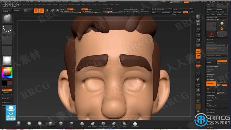 Zbrush角色头像雕刻与重新拓扑技术训练视频教程 3D 第3张