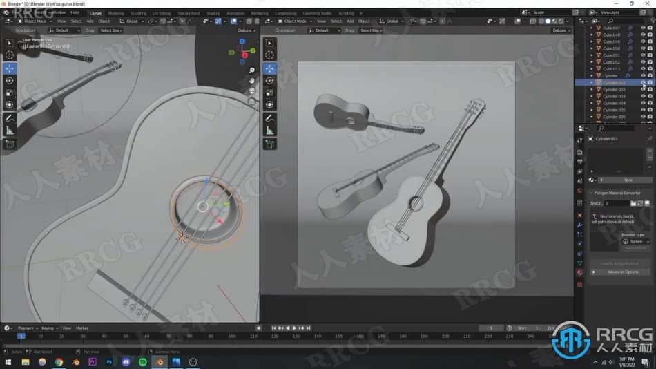 Blender 3D简易吉他场景实例制作视频教程 3D 第5张