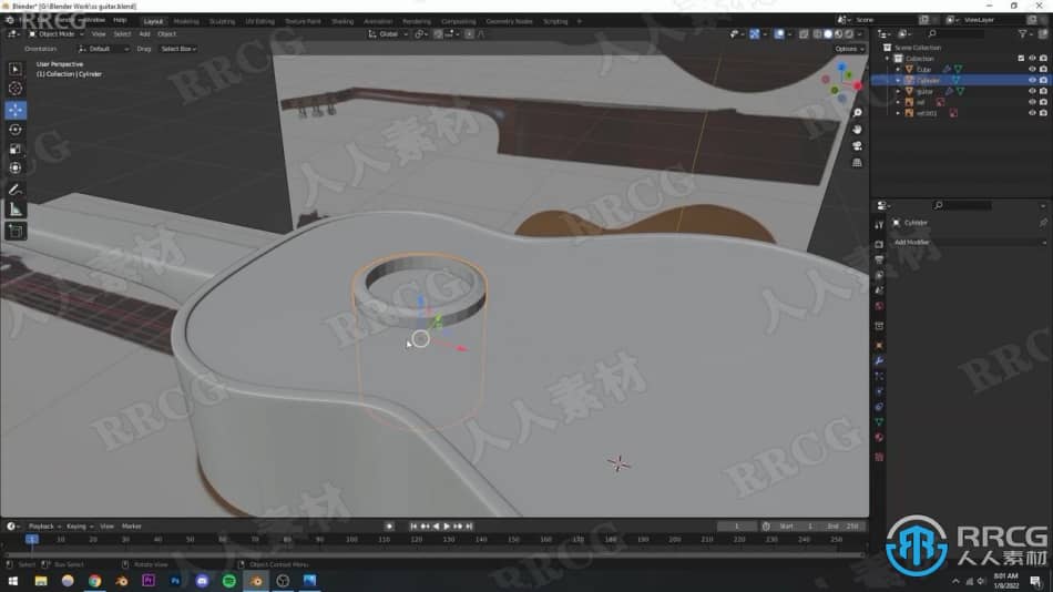 Blender 3D简易吉他场景实例制作视频教程 3D 第7张
