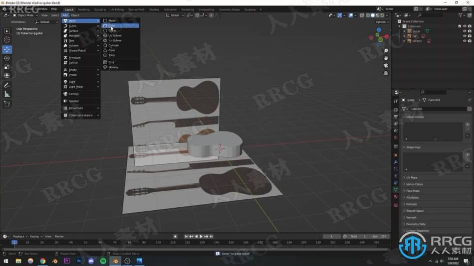 Blender 3D简易吉他场景实例制作视频教程 3D 第2张