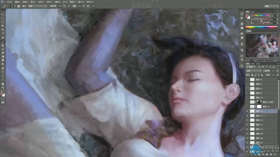 梦幻写实女性睡美人角色数字绘画工作流程视频教程 PS教程 第5张