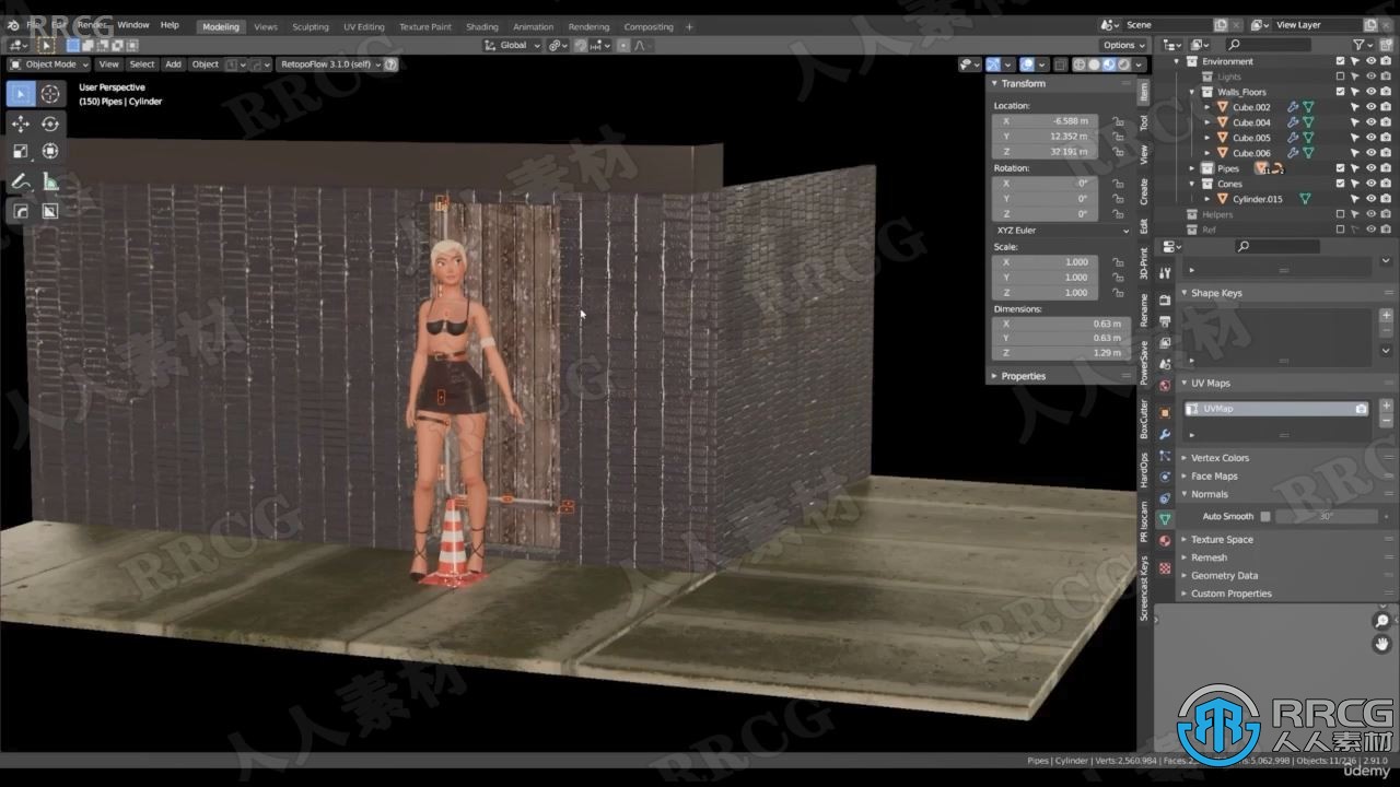 【中文字幕】Blender女战士游戏角色完整制作工作流程视频教程 3D 第17张
