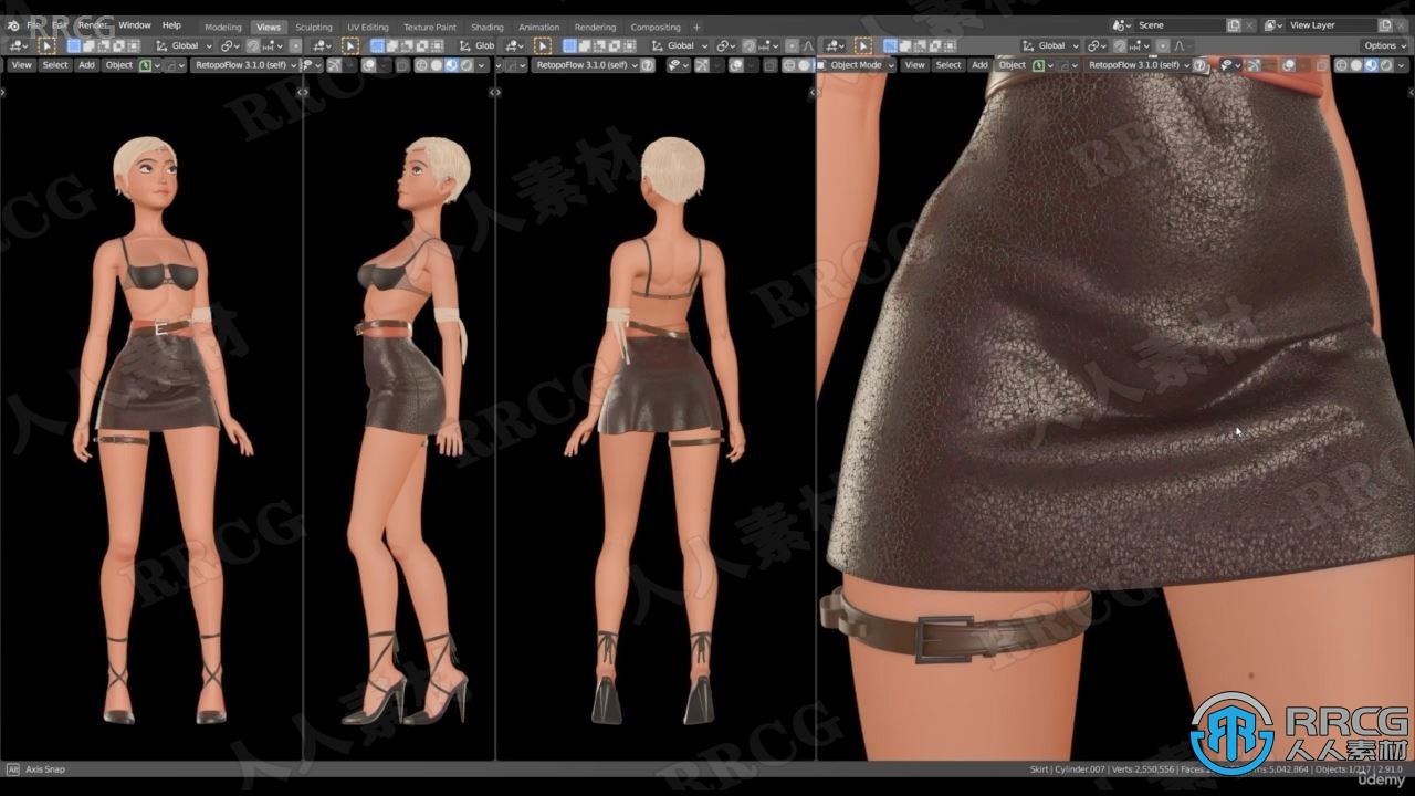 【中文字幕】Blender女战士游戏角色完整制作工作流程视频教程 3D 第16张