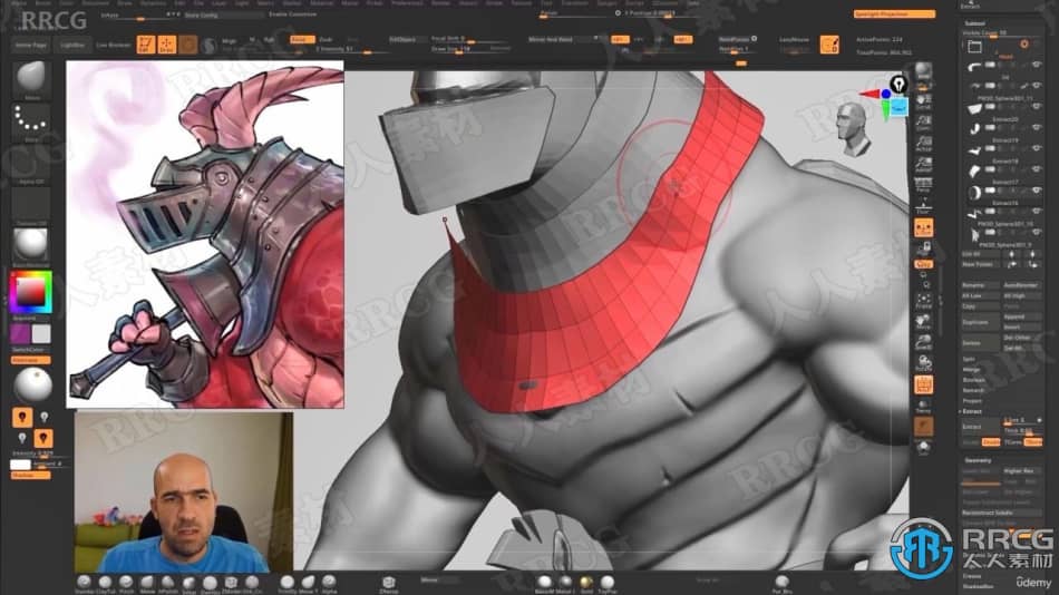 Zbrush卡通龙骑士角色完整制作工作流程视频教程 3D 第9张