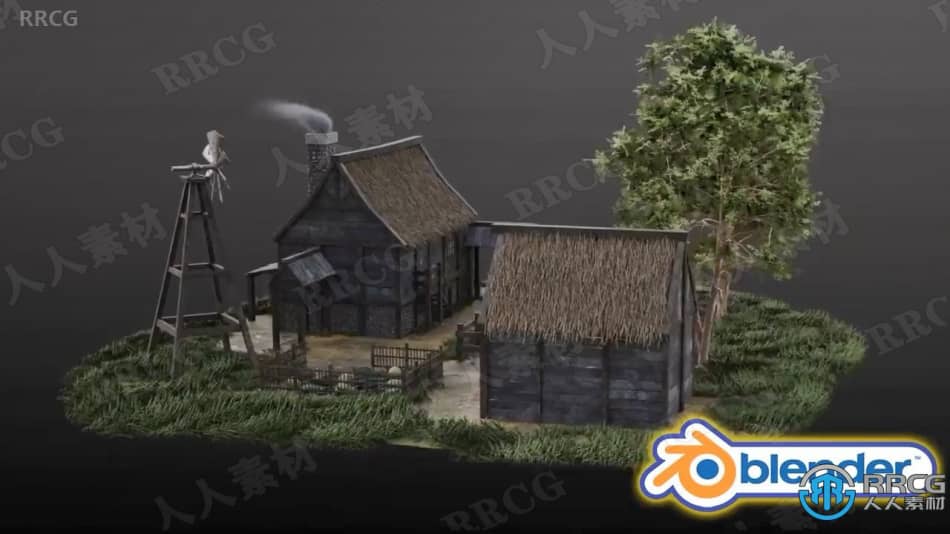 Blender 3.0中世纪农场环境场景完整实例制作训练视频教程 3D 第4张