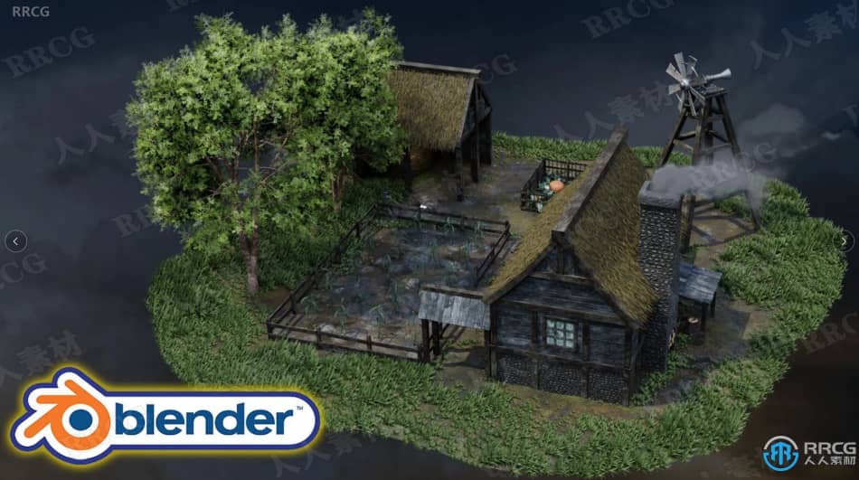 Blender 3.0中世纪农场环境场景完整实例制作训练视频教程 3D 第18张