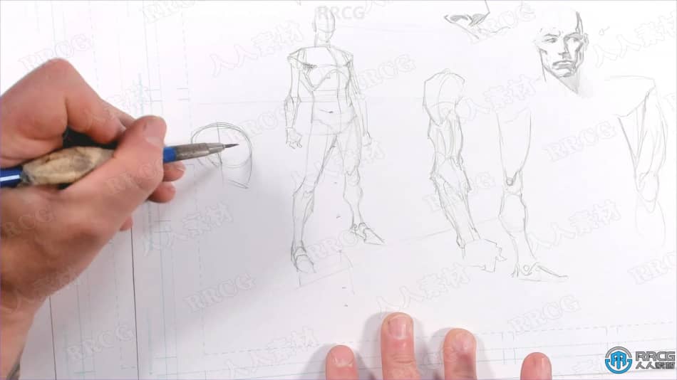 漫画角色铅笔人体解剖结构草图传统绘画工作流程视频教程 CG 第10张