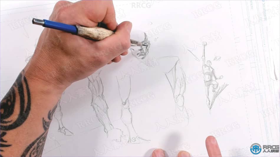 漫画角色铅笔人体解剖结构草图传统绘画工作流程视频教程 CG 第2张