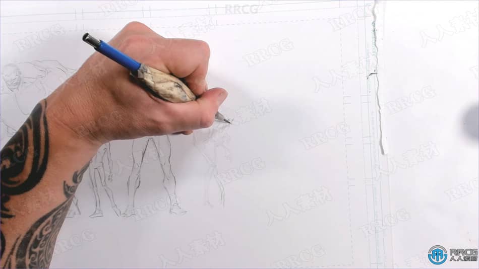 漫画角色铅笔人体解剖结构草图传统绘画工作流程视频教程 CG 第9张