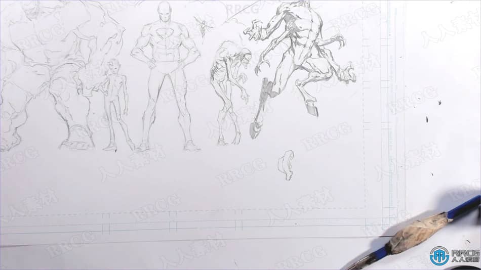 漫画角色铅笔人体解剖结构草图传统绘画工作流程视频教程 CG 第3张