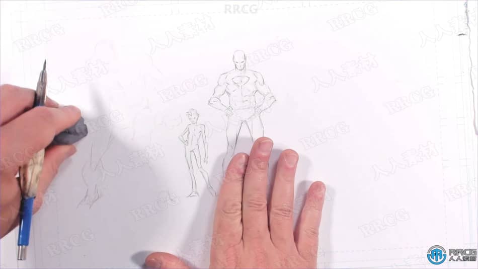 漫画角色铅笔人体解剖结构草图传统绘画工作流程视频教程 CG 第7张