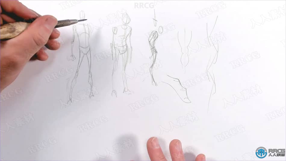 漫画角色铅笔人体解剖结构草图传统绘画工作流程视频教程 CG 第11张