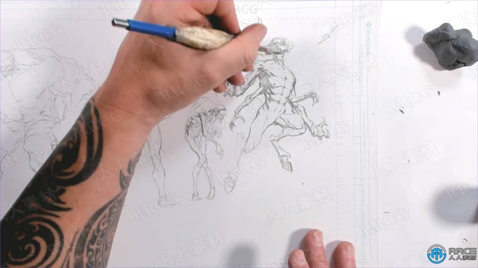 漫画角色铅笔人体解剖结构草图传统绘画工作流程视频教程 CG 第6张