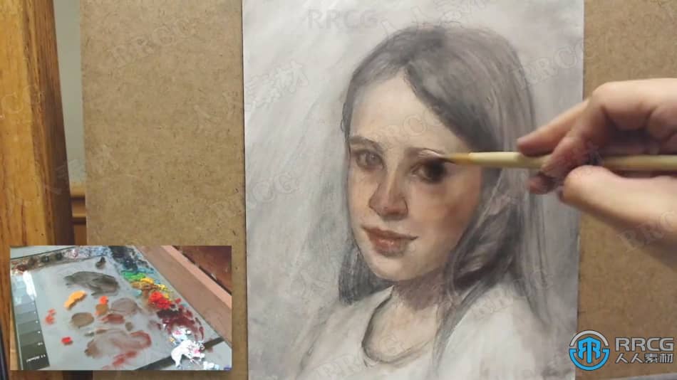 写实小女孩肖像素描油画创作过程传统绘画工作流程视频教程 CG 第6张