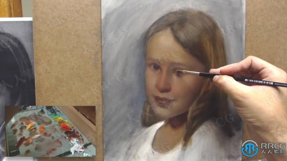 写实小女孩肖像素描油画创作过程传统绘画工作流程视频教程 CG 第7张
