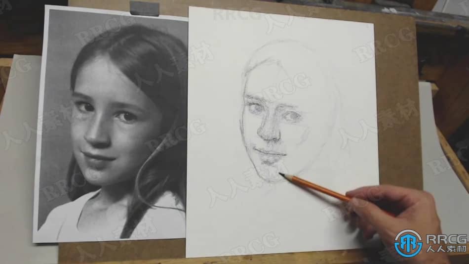 写实小女孩肖像素描油画创作过程传统绘画工作流程视频教程 CG 第4张