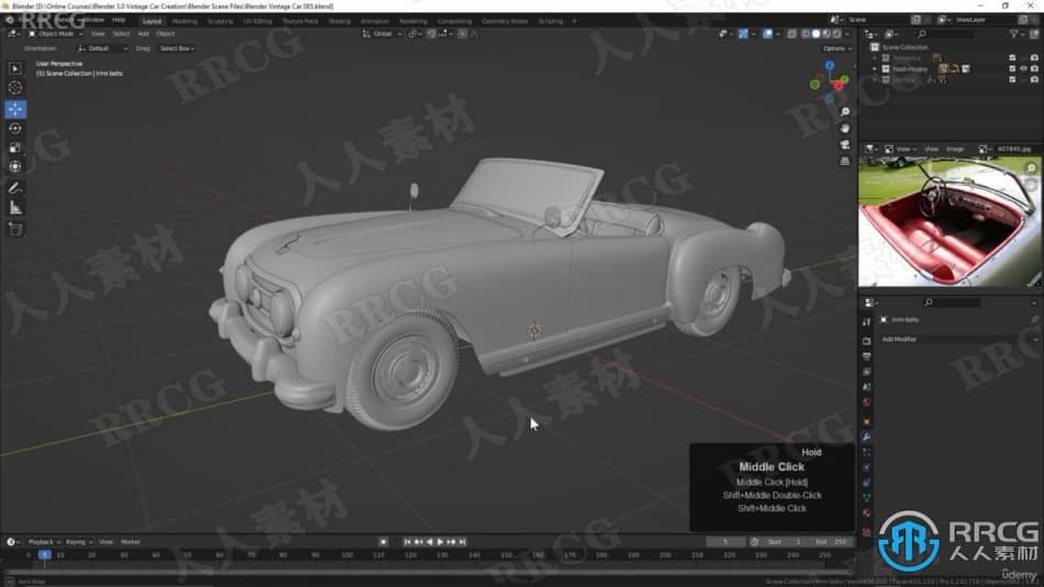 Blender 3.0复古老爷车完整制作工作流程视频教程 3D 第12张