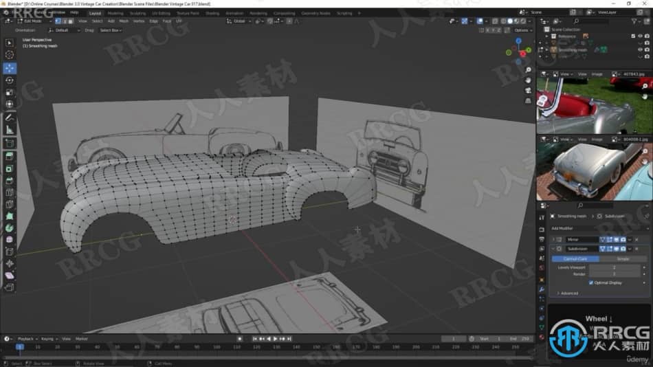Blender 3.0复古老爷车完整制作工作流程视频教程 3D 第6张