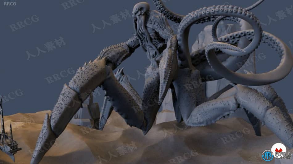 【中文字幕】Zbrush邪恶海怪角色数字雕刻设计视频教程 3D 第2张