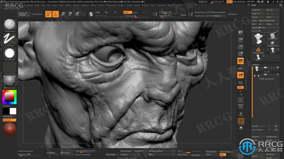 Zbrush兽人半身像概念艺术雕刻技术训练视频教程 3D 第8张