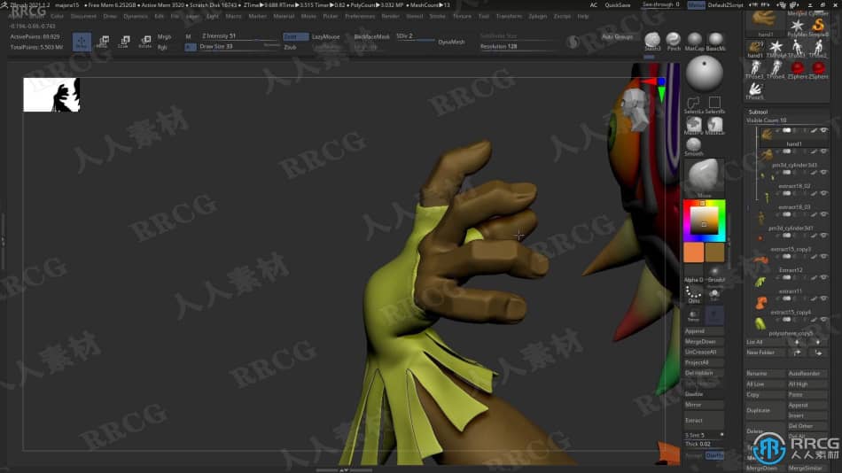 Zbrush塞尔达传说游戏马约拉面具雕刻制作流程视频教程 3D 第10张