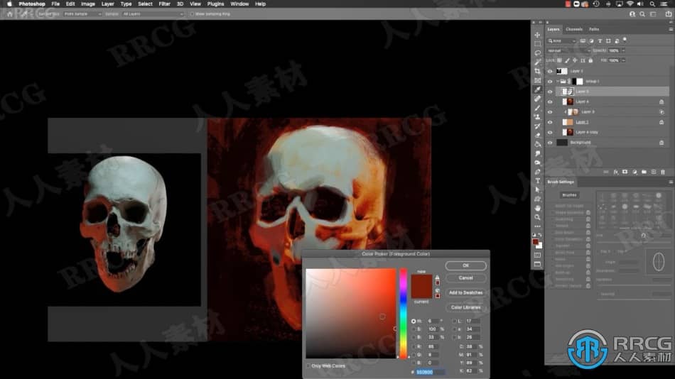人类骷髅数字绘画实例训练视频教程 PS教程 第8张