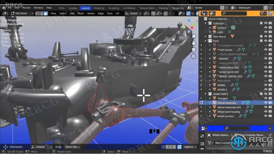 【中文字幕】Blender 3D火星车探测器建模完整制作流程视频教程 3D 第7张