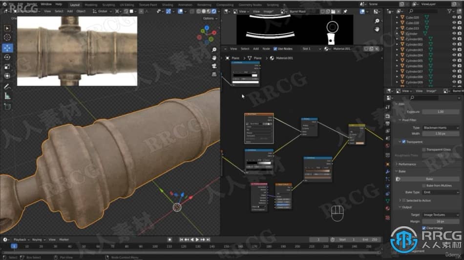 【中文字幕】Blender古老大炮完整制作工作流程视频教程 3D 第6张
