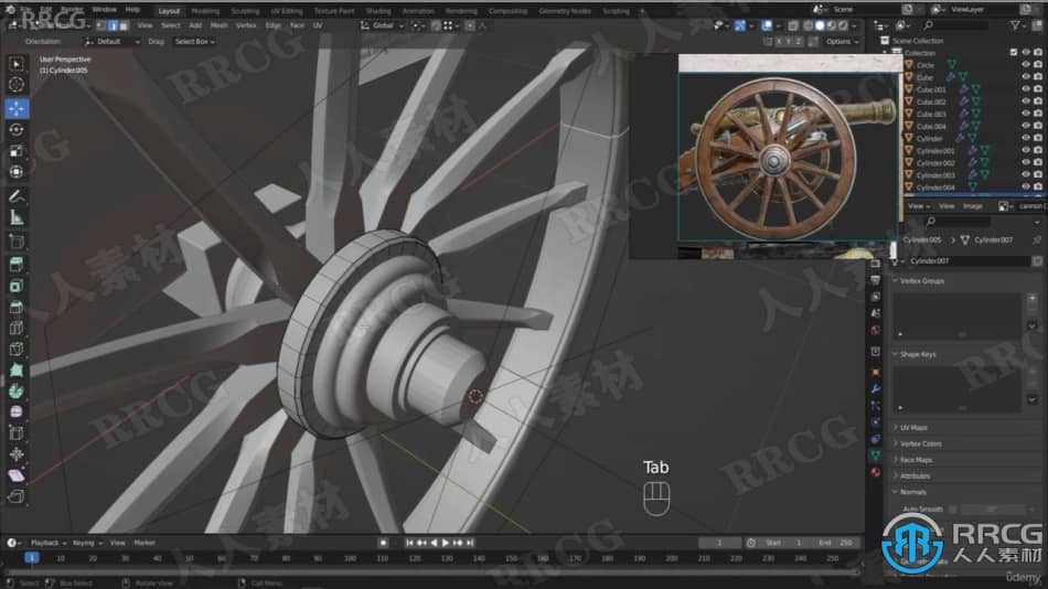 【中文字幕】Blender古老大炮完整制作工作流程视频教程 3D 第3张
