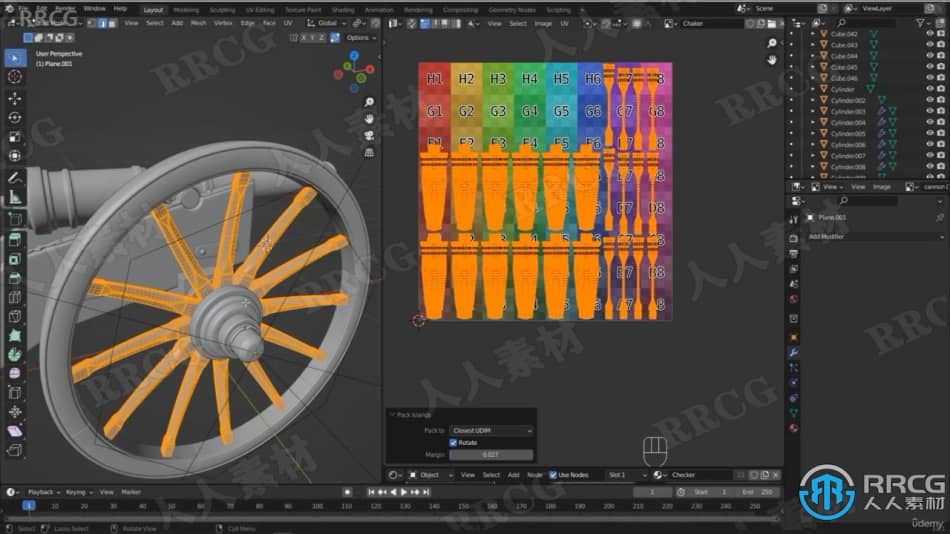【中文字幕】Blender古老大炮完整制作工作流程视频教程 3D 第5张