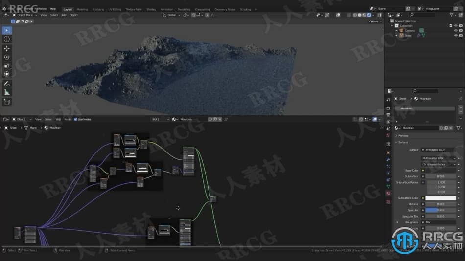【中文字幕】Blender逼真山脉山峰场景实例制作视频教程 3D 第6张