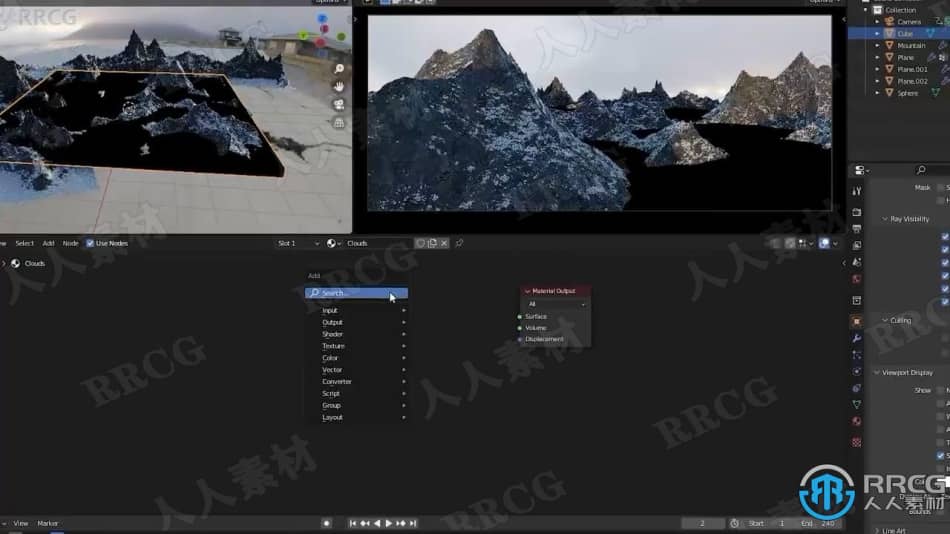 【中文字幕】Blender逼真山脉山峰场景实例制作视频教程 3D 第10张