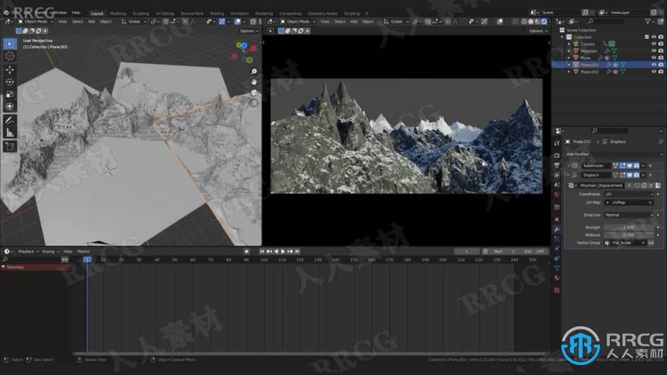 【中文字幕】Blender逼真山脉山峰场景实例制作视频教程 3D 第9张