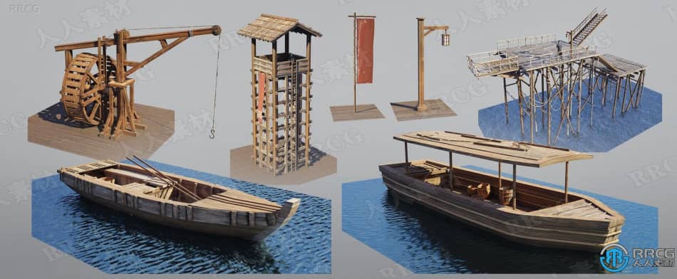 Blender日本古代海滨城镇概念艺术环境完整制作视频教程 3D 第11张