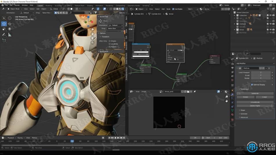 Blender守望先锋游戏角色猎空完整实例制作视频课程 3D 第12张
