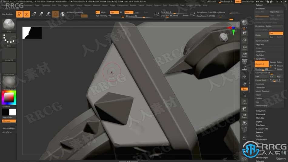 ZBrush游戏武器硬表面实例制作视频教程 3D 第9张